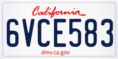 CA license plate 6VCE583