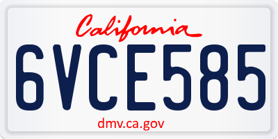 CA license plate 6VCE585