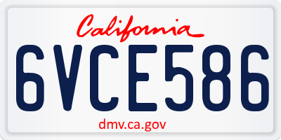 CA license plate 6VCE586