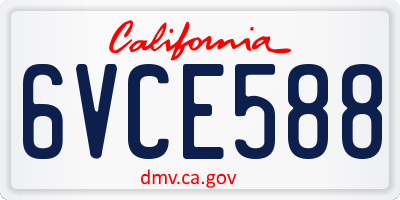 CA license plate 6VCE588