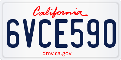 CA license plate 6VCE590