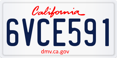CA license plate 6VCE591