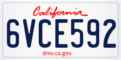 CA license plate 6VCE592