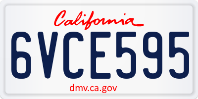 CA license plate 6VCE595