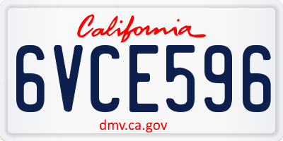 CA license plate 6VCE596