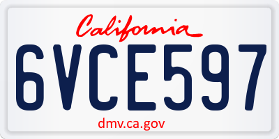CA license plate 6VCE597