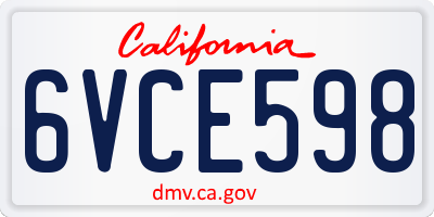 CA license plate 6VCE598