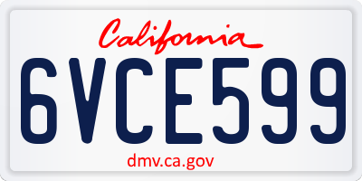 CA license plate 6VCE599