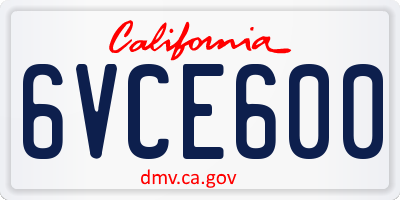 CA license plate 6VCE600
