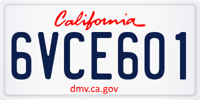 CA license plate 6VCE601
