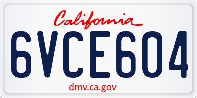 CA license plate 6VCE604