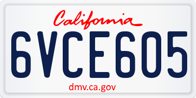 CA license plate 6VCE605
