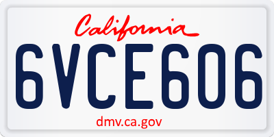 CA license plate 6VCE606