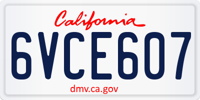CA license plate 6VCE607