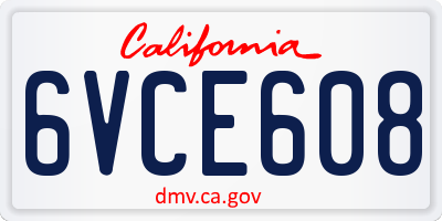 CA license plate 6VCE608