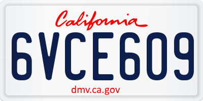 CA license plate 6VCE609