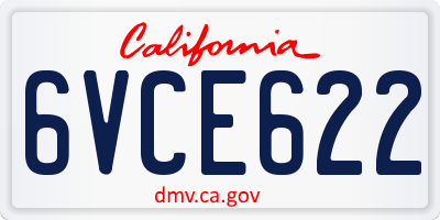 CA license plate 6VCE622