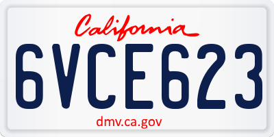 CA license plate 6VCE623