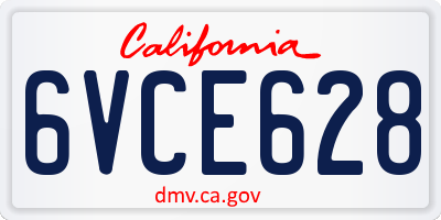 CA license plate 6VCE628
