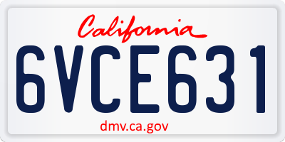CA license plate 6VCE631
