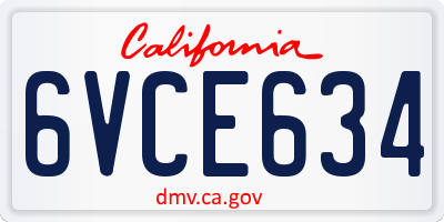 CA license plate 6VCE634
