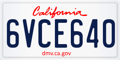 CA license plate 6VCE640