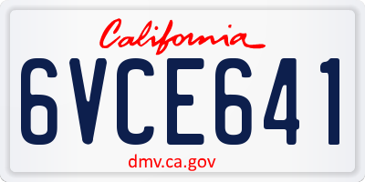 CA license plate 6VCE641