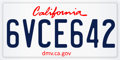 CA license plate 6VCE642