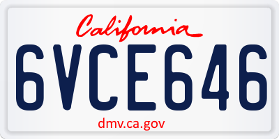 CA license plate 6VCE646