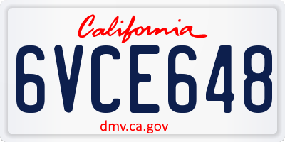 CA license plate 6VCE648