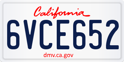 CA license plate 6VCE652