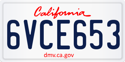 CA license plate 6VCE653