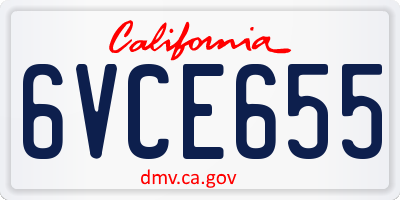CA license plate 6VCE655