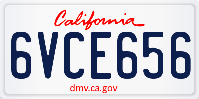CA license plate 6VCE656