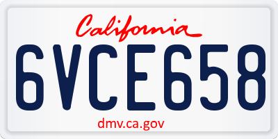 CA license plate 6VCE658