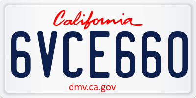 CA license plate 6VCE660