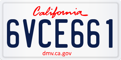 CA license plate 6VCE661