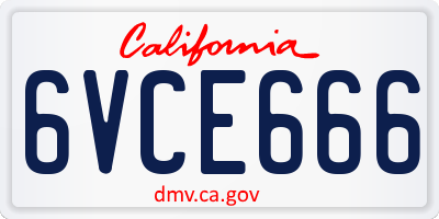 CA license plate 6VCE666