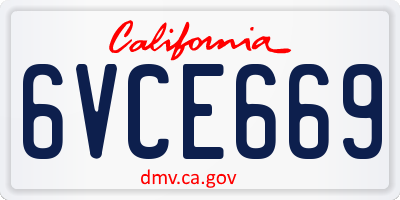 CA license plate 6VCE669