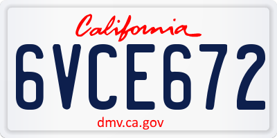 CA license plate 6VCE672