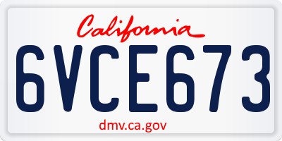 CA license plate 6VCE673