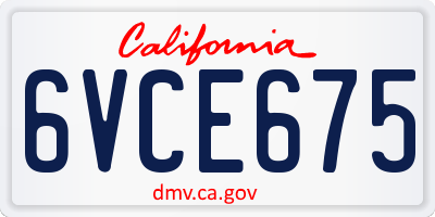 CA license plate 6VCE675