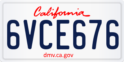 CA license plate 6VCE676