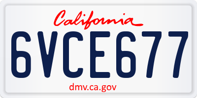 CA license plate 6VCE677