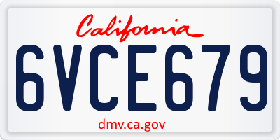 CA license plate 6VCE679