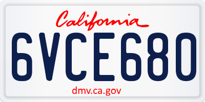 CA license plate 6VCE680