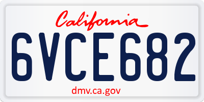 CA license plate 6VCE682