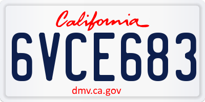 CA license plate 6VCE683