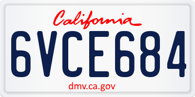 CA license plate 6VCE684