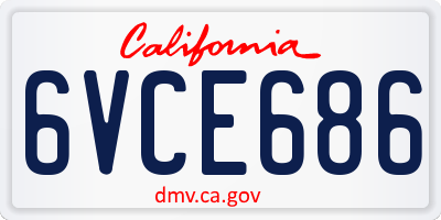 CA license plate 6VCE686